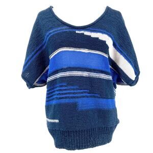 Calvin Klein Jeans‎ Women's M Blue Ombre Cotton Stripe Short Sleeve Sweater
